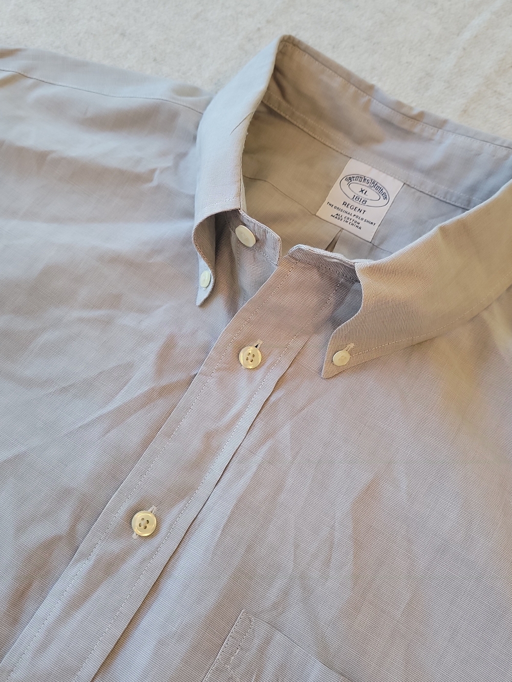 Brooks Brothers Shirt Men's XL Regent Gray Button Down All Cotton Lightweight